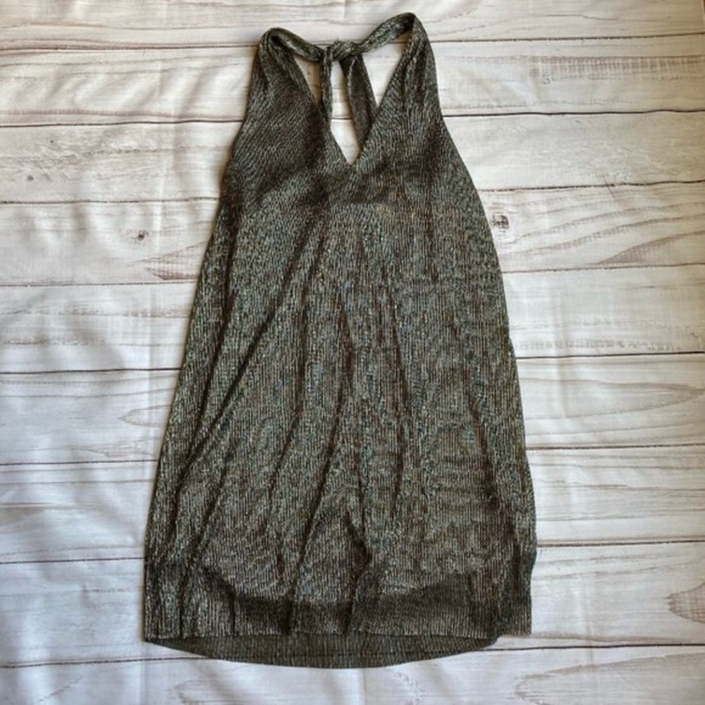 Boston Proper Metallic Gold Twist Back Dress Size M